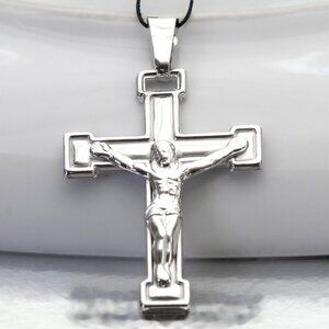 925 Sterling Silver Cross, Jesus Christ Pendant, Religious Christian Jewelry